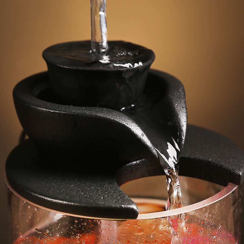 迷你鱼缸创意桌面小型循环流水透明家用玄关生态水族箱造景摆件