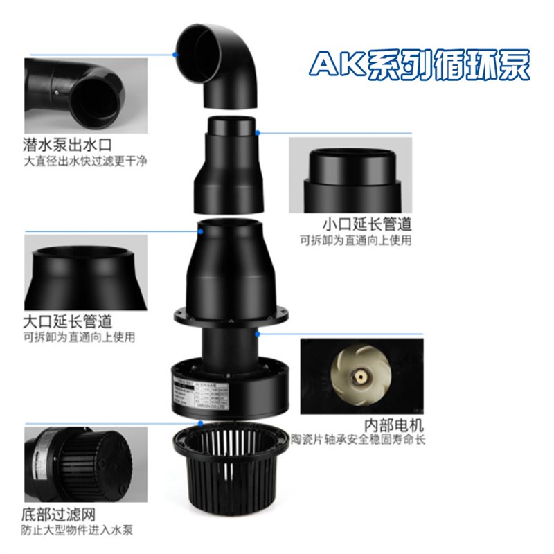 大型锦鲤鱼池过滤器潜水泵循环池塘假山过滤水泵烟斗泵包邮