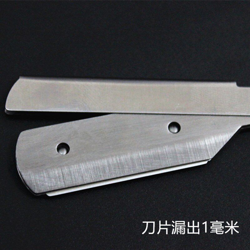 理发专用不锈钢老式手动刮刀剃头刀架美发刮胡剃须刀刮脸修眉刀片图片