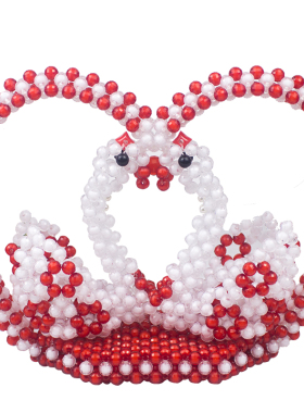 手工串珠天鹅摆件成品爱心鸳鸯穿珠diy桌面摆饰结婚礼物喜庆装饰