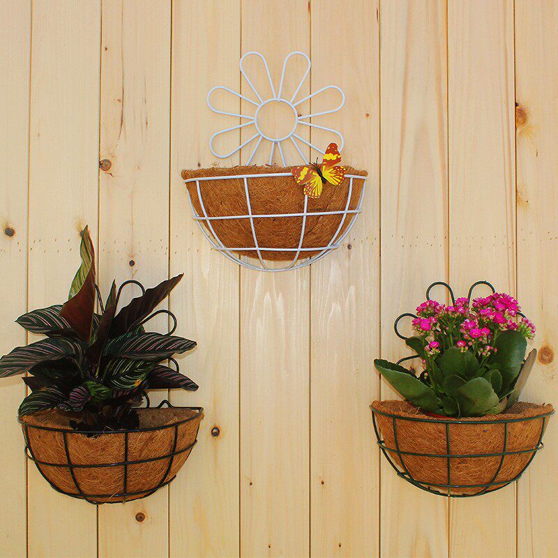 新款欧式铁艺壁挂式花盆椰棕半圆形创意阳台挂墙壁悬挂绿萝花盆,鲜花速递/花卉仿真/绿植园艺,花盆,淘宝优惠券,粉丝福利购,淘宝优惠卷