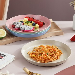 八寸大盘家用盘子创意可爱菜盘圆形塑料水果盘加厚饺子盘防摔碟子