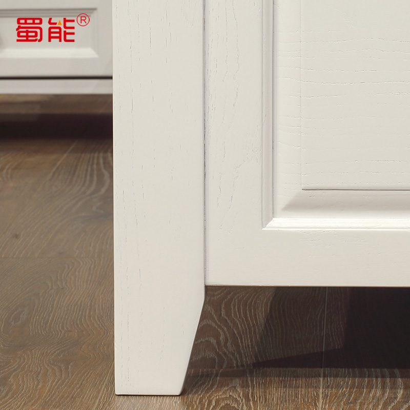 白色田园实木书柜书架自由组合美式乡村书橱书房玻璃门酒柜储物柜