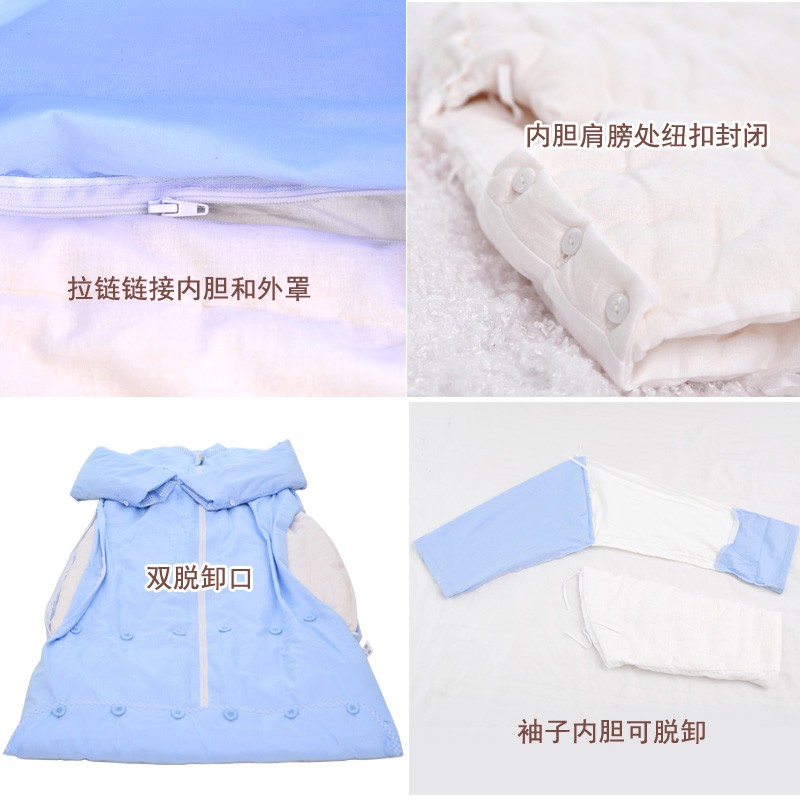 纯棉花宝宝睡袋儿童秋冬防踢被冬季厚中大童春秋款小孩四季通用款