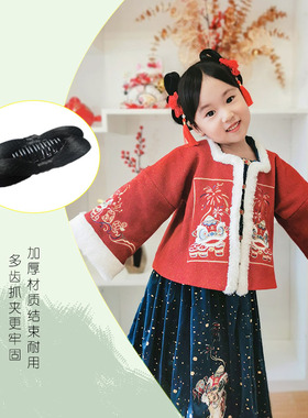 懒人汉服一体式假发包黑色发丝抓夹蝴蝶结发包女童古装简单发髻