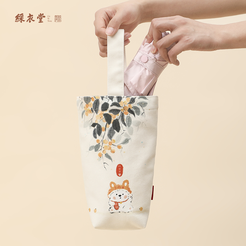 彩衣堂国风可爱手提包手拎袋遛弯包便携水壶包女水杯雨伞收纳袋AC
