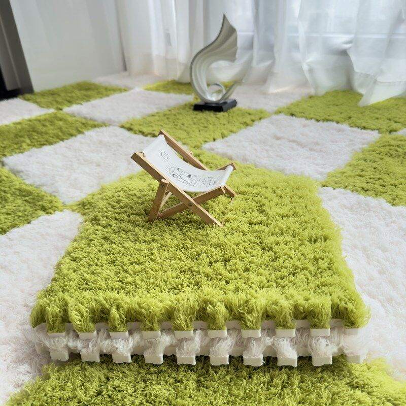奶油风客厅地毯2024新款拼接地垫卧室满铺床边毯阳台飘窗可裁剪洗