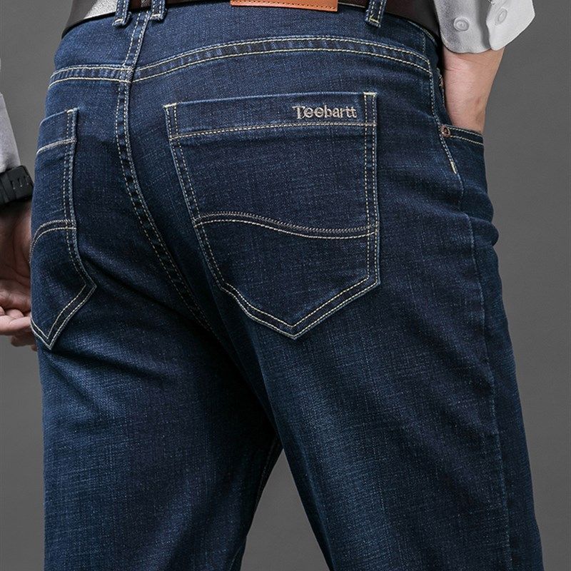 牛仔裤男秋冬款直筒宽松冬季中年爸爸男裤休闲长裤男士裤子男秋冬