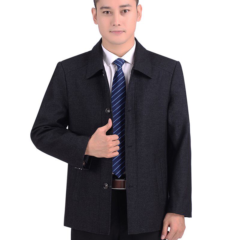 春装外套男中年休闲夹克男装春秋款爸爸上衣父亲中老年男士夹克衫