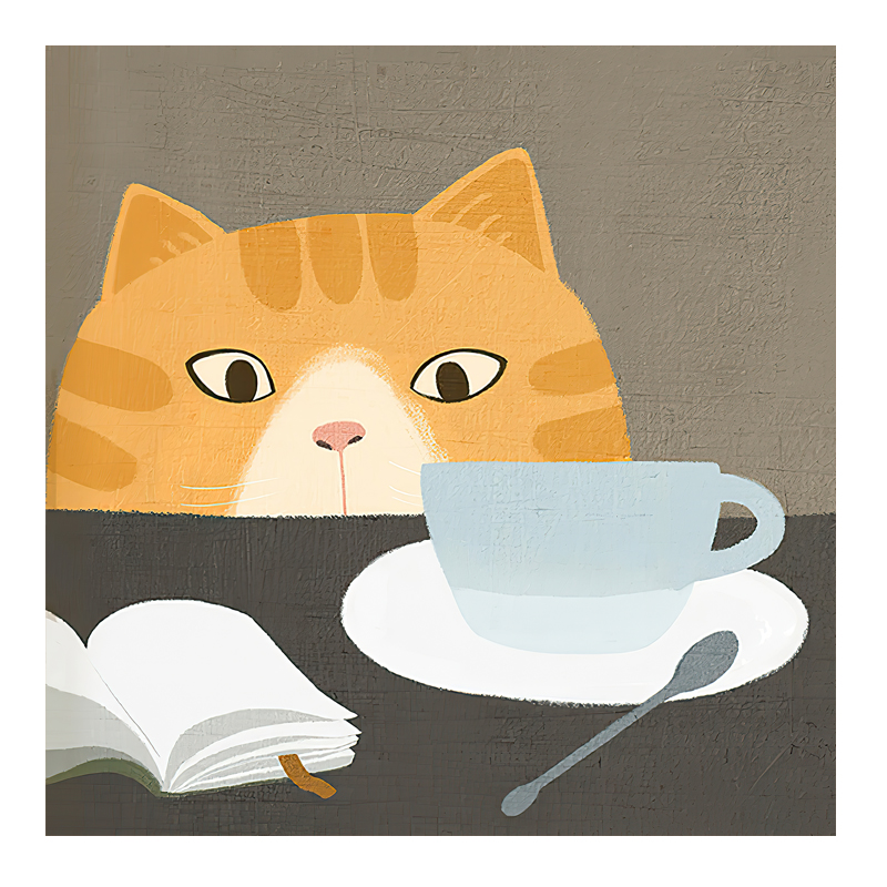 偷喝牛奶的猫咪客厅装饰画儿童房牀头自粘画温馨咖啡馆奶茶店画芯图片
