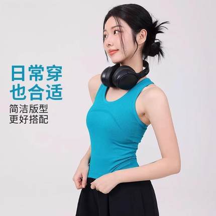 辣妹时尚运动内衣女宽肩带透气速干健身文胸高弹裸感跑步瑜伽背心