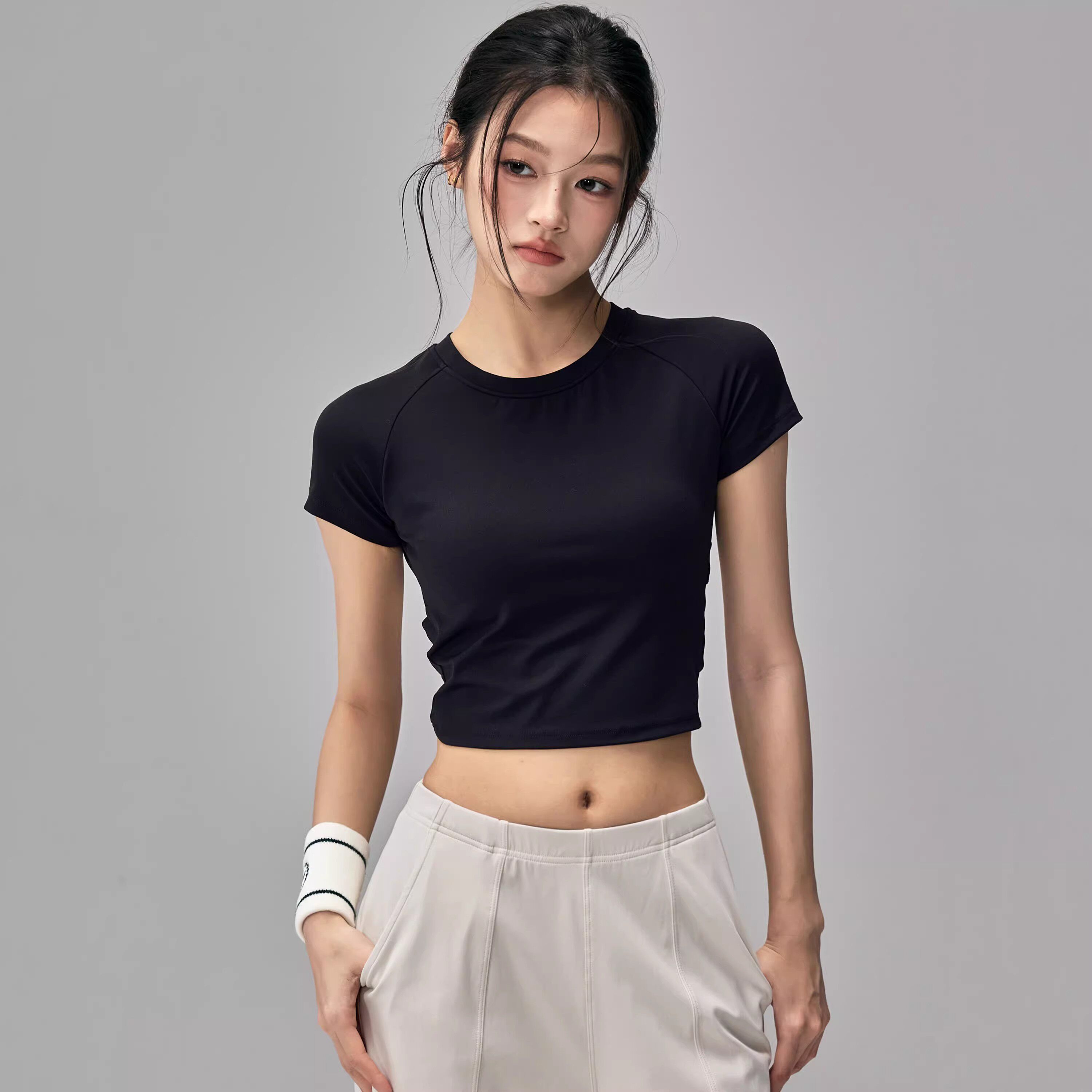 辣妹运动女孩带胸垫瑜伽服