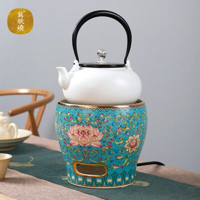 莺歌烧珐琅彩风炉家用静音电陶炉煮茶器高炉玻璃陶壶烧水茶炉遥控