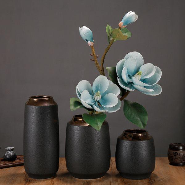 新中式复古创意黑金陶瓷花瓶摆件客厅电视柜桌面插干花装饰品摆设,家居饰品,花瓶,淘宝优惠券,粉丝福利购,淘宝优惠卷