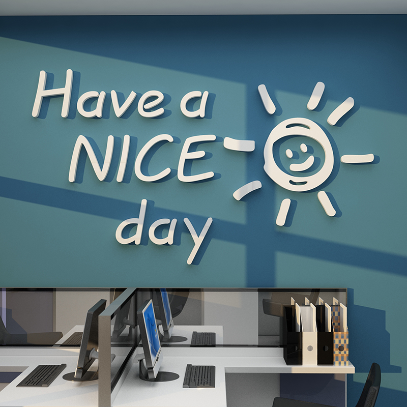 办公室装饰企业文化墙创意激励志标语布置公司会议室背景贴纸画面