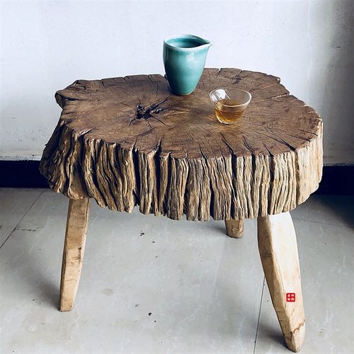 沙发小边几 卧室圆形边角几客厅原木小茶几小户型茶台 枯木小茶桌