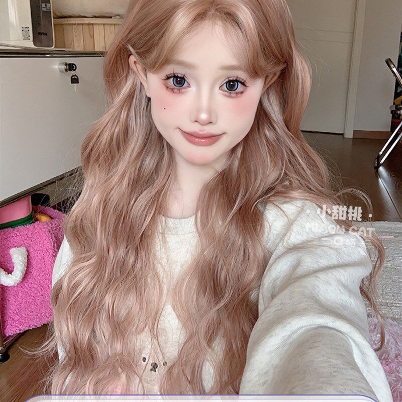 一口喵假发女网红日常长卷发蛋卷夏季逼真几字刘海一字蕾丝全头套,美发护发/假发,日常整顶假发,淘宝优惠券,粉丝福利购,淘宝优惠卷