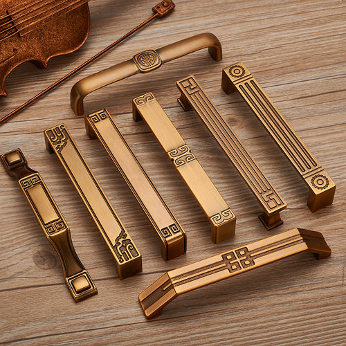 中式拉手柜门黄古铜衣柜橱柜把手欧式复古抽屉家具柜子新中式拉手