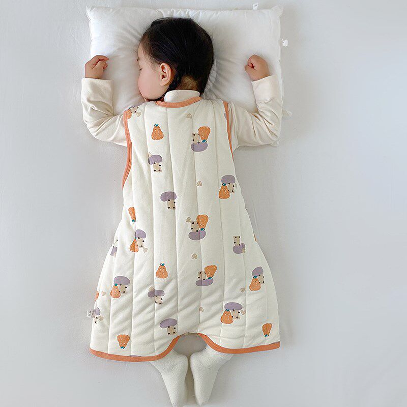 女童加厚背心睡袋婴儿秋冬款纯棉马甲夹棉连体睡衣防踢被神器冬季