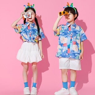 儿童港风演出服复古男童吉他表演女童男孩80年代怀旧服装走秀童装