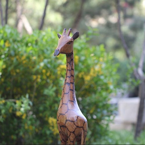 非洲黄桑木木雕长颈鹿摆件 办公室吉祥实木摆件 木质工艺品雕刻