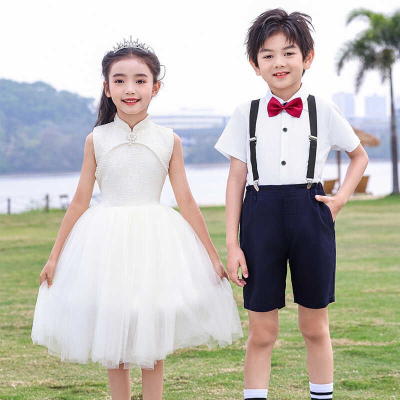 六一儿童合唱演出服女童中国风礼服小学生大合唱表演古筝舞蹈纱裙