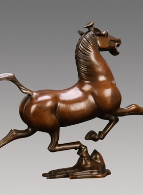 匠泽铜魂 马踏飞燕 纯铜摆件礼品生肖马工艺品铜马摆件乔迁