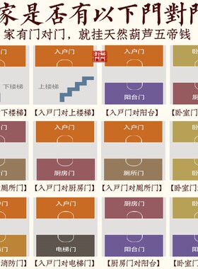 葫芦挂件门对门五帝钱天然葫芦开闭口大门卧室入户门黄铜钱挂摆件