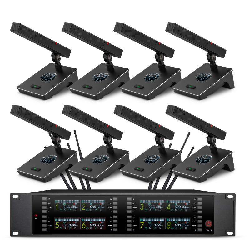 无线会议话筒一拖四八会议演讲鹅颈双方管桌面台式高端收音麦克风