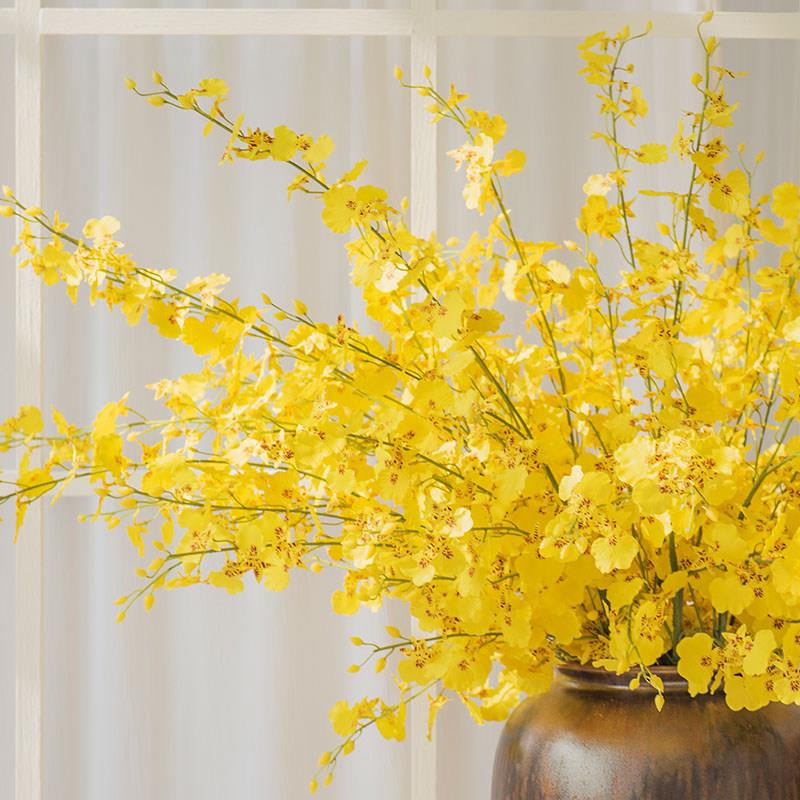 知根 跳舞兰仿真花客厅装饰花套装花束假花样板间餐桌摆设花卉