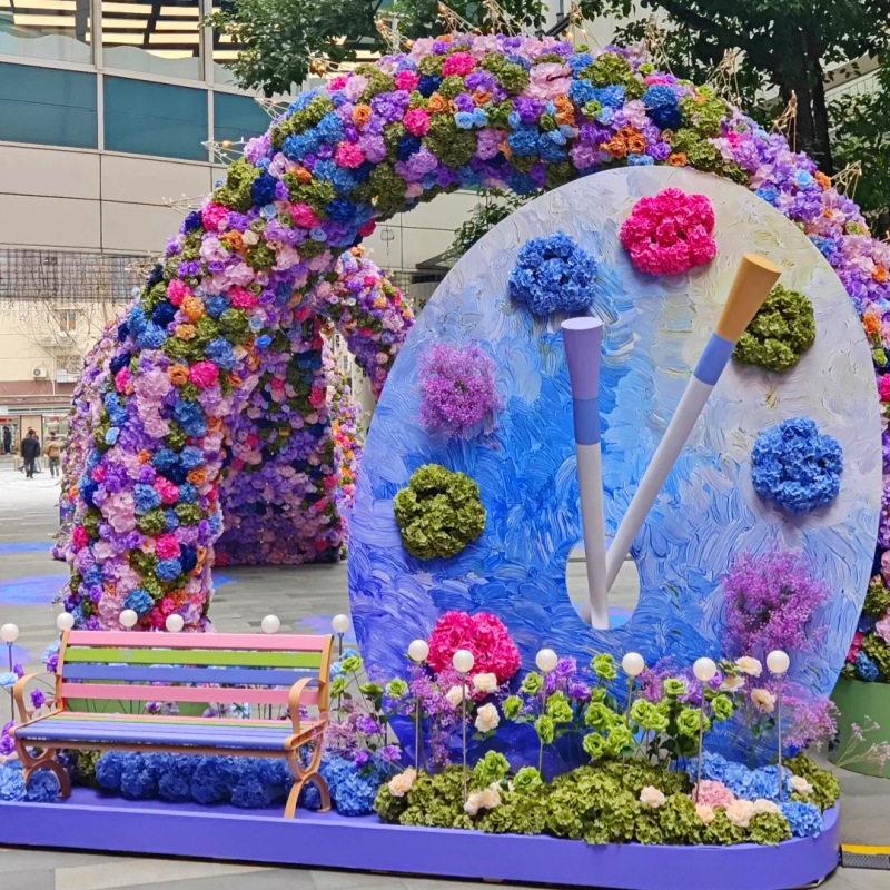 仿真花拱门装饰摆件圆形心形花架景区商场活动场景布置造景美陈