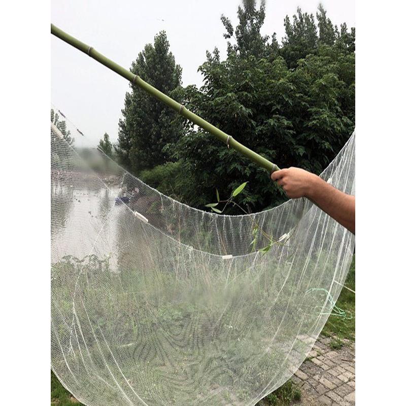 钓鱼月网挑网老式鱼网夹网竹竿网竹竿轻量级尼龙线小眼睛白色