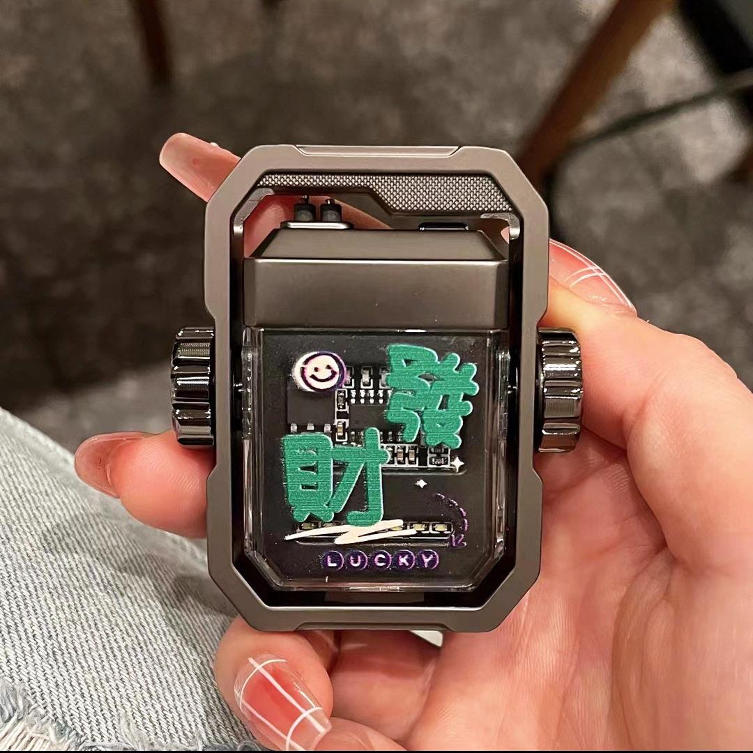 创意个性旋转陀螺双电弧打火机防风usb充电炫酷高档送男友高颜值
