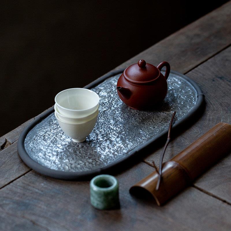粗陶干泡茶盘陶瓷茶台小型托盘茶几茶托家用中式复古功夫茶具茶盘