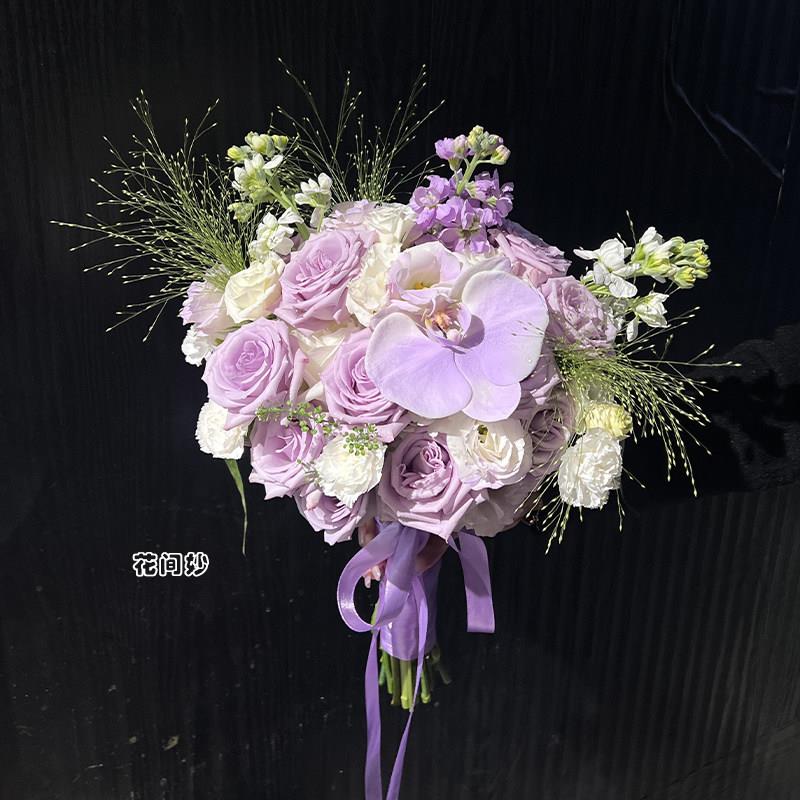 紫色系小众新娘手捧花仿真香皂花成品送闺蜜女朋友订婚结婚拍照