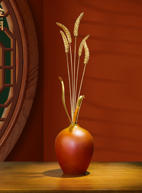 《岁岁》麦穗铜摆件工艺品家居玄关客L厅壁龛装饰花架乔迁礼品