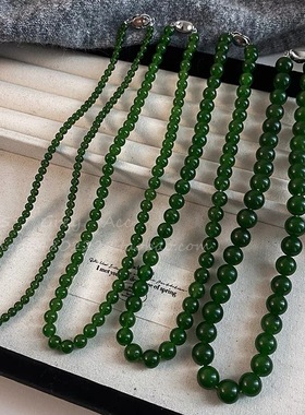 新中式国风仿翡翠绿色串珠项链女
