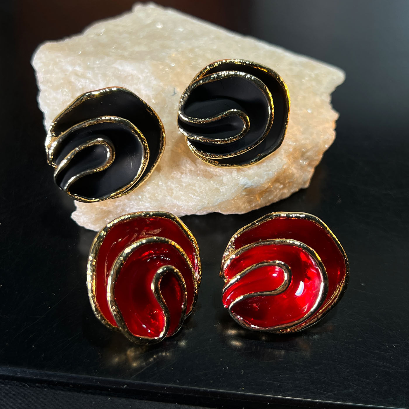 「原创定制」螺旋玫瑰花S925秋冬美拉德复古耳环vintage时尚轻奢