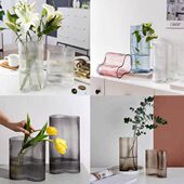 客厅摆件透明水培型脚印富贵竹插花瓶玻璃花瓶大号创意北欧小清新