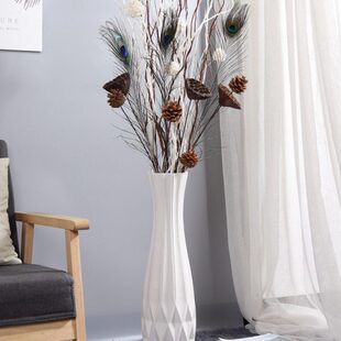 落地客厅高干花插花器玄关插花花瓶摆件简约现代陶瓷大号创意白色