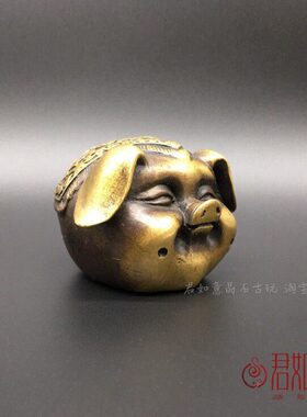 小摆件猪猪福铜 猪可爱礼物仿古猪工艺桌面摆件头肥小