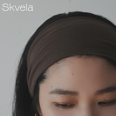 Skvela/时髦简约 针织弹力亲肤超宽束发高级运动风头巾发带冬日版