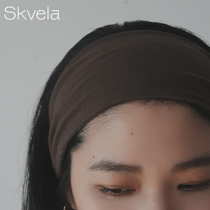 Skvela/时髦简约 针织弹力亲肤超宽束发高级运动风头巾发带冬日版