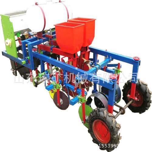 定做花生/玉米播种机播种施肥起陇覆膜喷药一体机四轮车带动