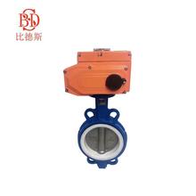 厂家直供专业安装电动阀门电动蝶阀电动四氟不锈钢304板对夹蝶阀
