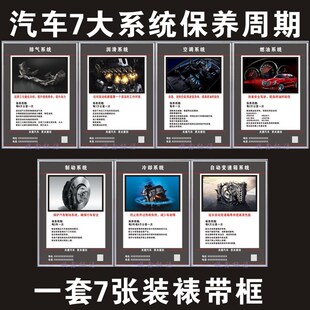 7大系统保养周期广告牌汽修厂修理店一二三类爱车周期表制度标牌