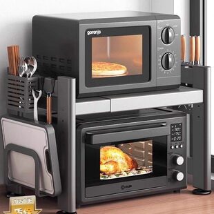 碳台面钢电饭锅架子置物架厨房德国微波炉一体多功能家用Z双层P