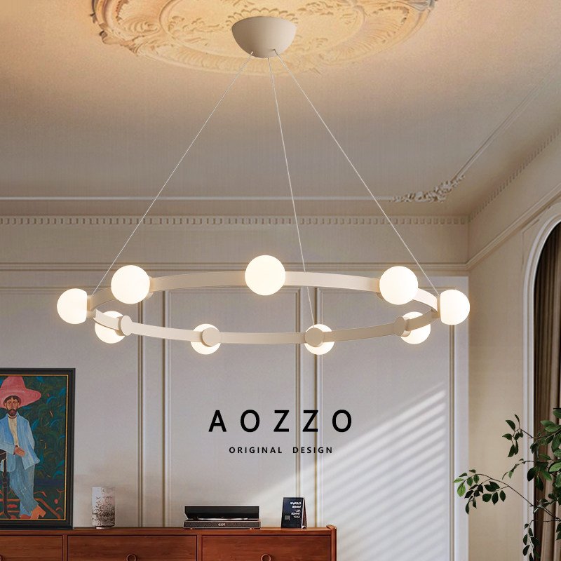 奥朵小奶豆意式极简客厅吊灯法式奶油风大厅灯高端大气商用灯具