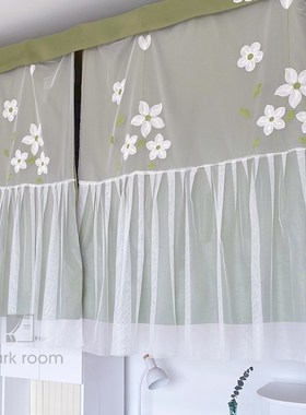 Dark room 自制大学生上下铺绿色小清新双层床帘床幔玉兰花