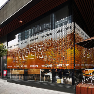 酒吧腰线玻璃贴创意网点半透膜啤酒节个性底纹布置餐厅静电无胶贴